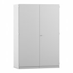 Flexeo Garagenschrank PRO, 3 Rollcontainer, 12 Boxen Gr, M, 2 Fächer grau geschlossen (Zoom)