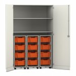 Flexeo Garagenschrank PRO, 3 Rollcontainer, 12 Boxen Gr, M, 2 Fächer weiß, orange  (Zoom)