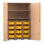 Flexeo Garagenschrank PRO, 3 Rollcontainer, 12 Boxen Gr, M, 2 Fächer Buche hell, gelb  (Zoom)