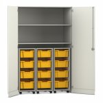 Flexeo Garagenschrank PRO, 3 Rollcontainer, 12 Boxen Gr, M, 2 Fächer weiß, gelb  (Zoom)