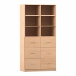 Flexeo Schrank, 6 große Schubladen, 6 Fächer, Mittelwand, Breite 94,4 cm Buche hell  (Zoom)