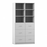 Flexeo Schrank, 6 große Schubladen, 6 Fächer, Mittelwand, Breite 94,4 cm grau (Zoom)