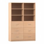 Flexeo Schrank, 6 große Schubladen, 6 Fächer, Mittelwand, Breite 126,4 cm Buche hell  (Zoom)