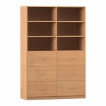 Flexeo Schrank, 6 große Schubladen, 6 Fächer, Mittelwand, Breite 126,4 cm Buche dunkel  (Zoom)