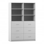 Flexeo Schrank, 6 große Schubladen, 6 Fächer, Mittelwand, Breite 126,4 cm grau  (Zoom)