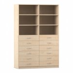 Flexeo Schrank, 12 kleine Schubladen, 6 Fächer, Mittelwand, Breite 126,4 cm Ahorn honig  (Zoom)