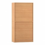 Flexeo Schiebetürenschrank, 12 Fächer, Mittelwand, 4 Türen, Breite 94,4 cm Buche dunkel Rückseite (Zoom)