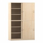 Flexeo Schiebetrenschrank, 12 Fcher, Mittelwand, 4 Tren, Breite: 126,4 cm