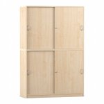 Flexeo Schiebetürenschrank, 12 Fächer, Mittelwand, 4 Türen, Breite: 126,4 cm Ahorn honig geschlossen (Zoom)