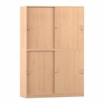 Flexeo Schiebetürenschrank, 12 Fächer, Mittelwand, 4 Türen, Breite: 126,4 cm Buche hell geschlossen  (Zoom)