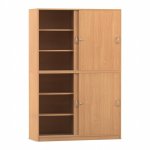 Flexeo Schiebetürenschrank, 12 Fächer, Mittelwand, 4 Türen, Breite: 126,4 cm  (Zoom)