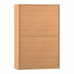 Flexeo Schiebetürenschrank, 12 Fächer, Mittelwand, 4 Türen, Breite: 126,4 cm Buche dunkel Rückseite (Zoom)
