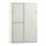 Flexeo Schiebetürenschrank, 12 Fächer, Mittelwand, 4 Türen, Breite: 126,4 cm weiß geschlossen (Zoom)