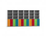 Flexeo Systemschrankwand Altair, 96 kleine Boxen, 18 Fächer grau, bunt  (Zoom)