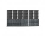 Flexeo Systemschrankwand Altair, 96 kleine Boxen, 18 Fächer grau, transparent  (Zoom)
