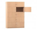 Flexeo Schließfachschrank, 10 geschlossene Fächer, Breite 126,4 cm Buche hell offen (Zoom)