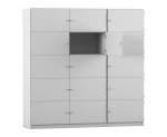 Flexeo Schließfachschrank, 15 geschlossene Fächer, Breite 190,5 cm grau offen  (Zoom)