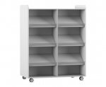 Flexeo Bücherwagen, beidseitig je 6 Schrägablagen grau (Zoom)
