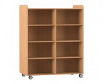 Flexeo Bücherwagen, beidseitig je 6 Fachböden Buche dunkel (Zoom)