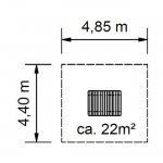 Baumann + Trapp Spielhaus Robinchen ohne Terrasse Platzbedarf inkl. Sicherheitsbereich (Zoom)