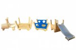 Baumann + Trapp U3-Spielkombi Eisenbahn Lokomotive mit 3 Waggons und Rutsche (Zoom)