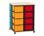 Flexeo Fahrbares Containersystem mit Ablage,16 große Boxen Ahorn honig, bunt  (Zoom)