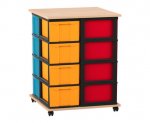 Flexeo Fahrbares Containersystem mit Ablage,16 große Boxen Buche hell, bunt  (Zoom)
