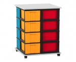 Flexeo Fahrbares Containersystem mit Ablage,16 große Boxen grau, bunt  (Zoom)