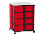 Flexeo Fahrbares Containersystem mit Ablage,16 große Boxen weiß, rot  (Zoom)