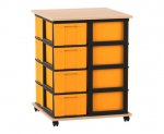 Flexeo Fahrbares Containersystem mit Ablage,16 große Boxen Buche hell, gelb (Zoom)