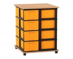 Flexeo Fahrbares Containersystem mit Ablage,16 große Boxen Buche dunkel, gelb  (Zoom)