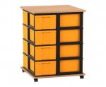 Flexeo Fahrbares Containersystem mit Ablage,16 große Boxen Buche dunkel, gelb  (Zoom)