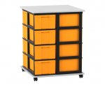 Flexeo Fahrbares Containersystem mit Ablage,16 große Boxen grau, gelb  (Zoom)