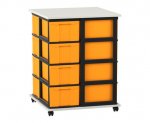 Flexeo Fahrbares Containersystem mit Ablage,16 große Boxen weiß, gelb (Zoom)