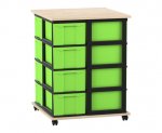 Flexeo Fahrbares Containersystem mit Ablage,16 große Boxen Ahorn honig, grün (Zoom)