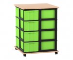 Flexeo Fahrbares Containersystem mit Ablage,16 große Boxen Buche hell, grün (Zoom)