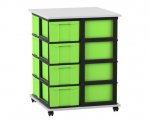 Flexeo Fahrbares Containersystem mit Ablage,16 große Boxen grau, grün  (Zoom)