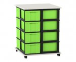 Flexeo Fahrbares Containersystem mit Ablage,16 große Boxen weiß, grün  (Zoom)