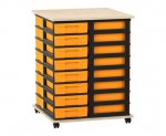 Flexeo Fahrbares Containersystem mit Ablage, 32 kleine Boxen Ahorn honig, gelb (Zoom)