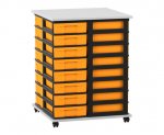 Flexeo Fahrbares Containersystem mit Ablage, 32 kleine Boxen grau, gelb (Zoom)