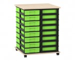 Flexeo Fahrbares Containersystem mit Ablage, 32 kleine Boxen Ahorm honig, grün (Zoom)