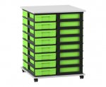 Flexeo Fahrbares Containersystem mit Ablage, 32 kleine Boxen grau, grün (Zoom)