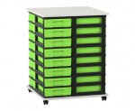 Flexeo Fahrbares Containersystem mit Ablage, 32 kleine Boxen weiß, grün  (Zoom)