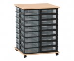 Flexeo Fahrbares Containersystem mit Ablage, 32 kleine Boxen Buche hell, transparent (Zoom)