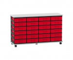 Flexeo Fahrbares Containersystem mit Ablage, 24 kleine Boxen grau, rot  (Zoom)