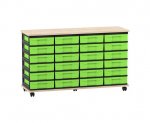 Flexeo Fahrbares Containersystem mit Ablage, 24 kleine Boxen Ahorn honig, grün (Zoom)