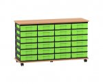 Flexeo Fahrbares Containersystem mit Ablage, 24 kleine Boxen Buche dunkel, grün  (Zoom)