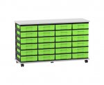 Flexeo Fahrbares Containersystem mit Ablage, 24 kleine Boxen grau, grün  (Zoom)