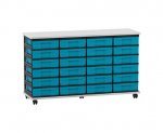 Flexeo Fahrbares Containersystem mit Ablage, 24 kleine Boxen grau, blau  (Zoom)
