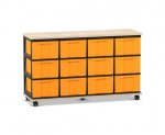 Flexeo Fahrbares Containersystem mit Ablage, 12 große Boxen Ahorn honig, gelb (Zoom)